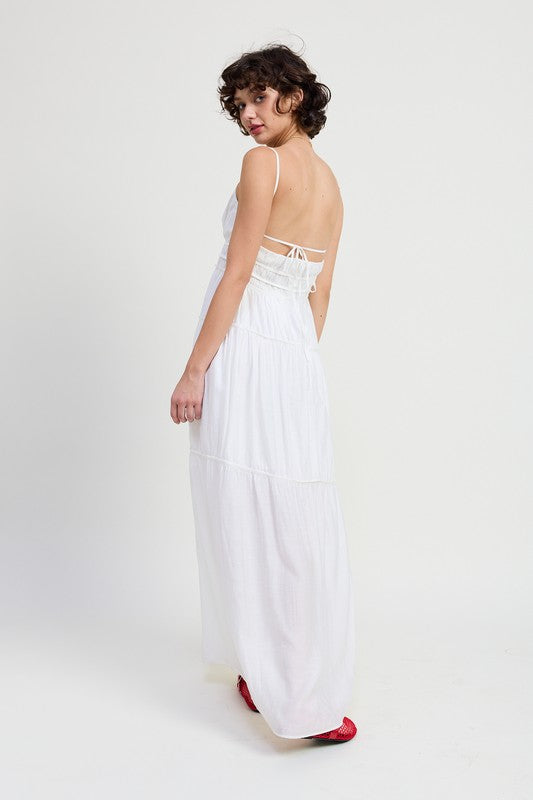 MAXI RUFFLE TIE BACK DRESS