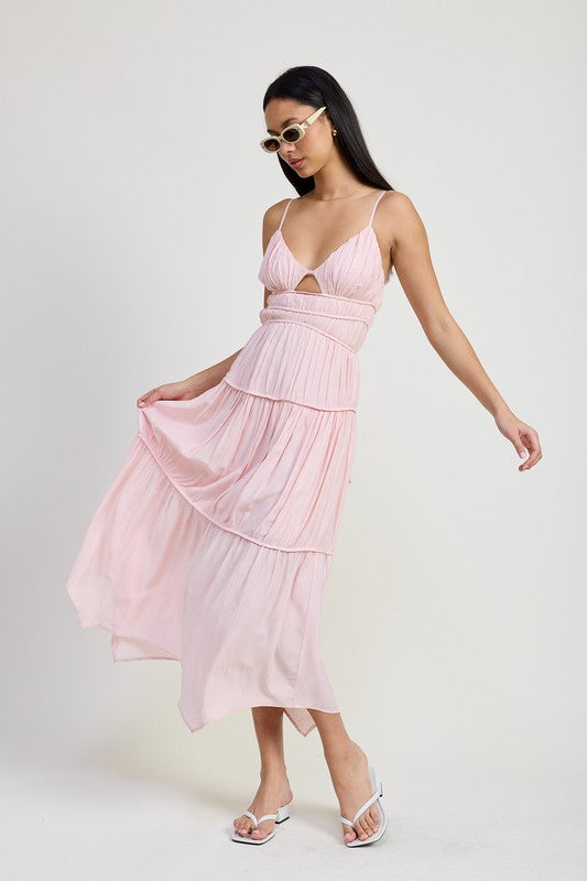 MAXI RUFFLE TIE BACK DRESS