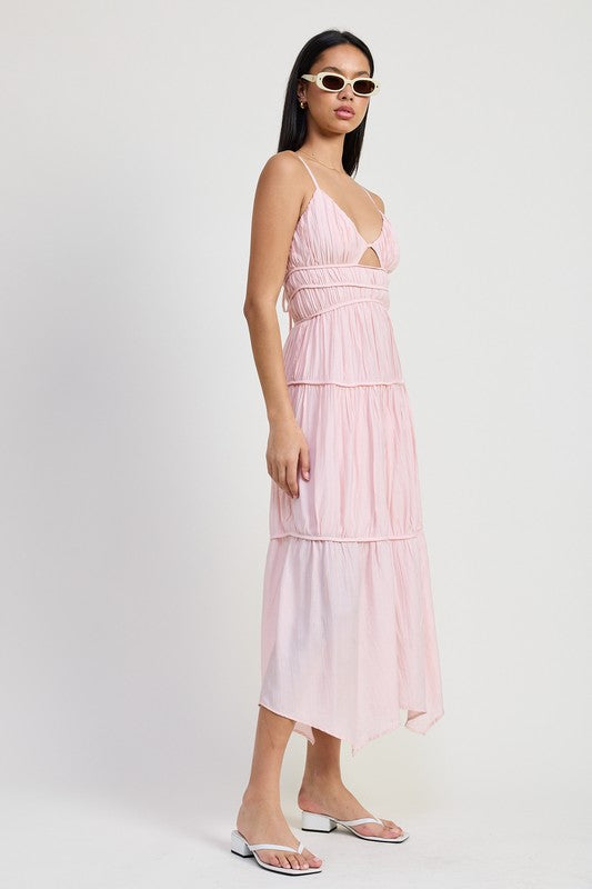 MAXI RUFFLE TIE BACK DRESS