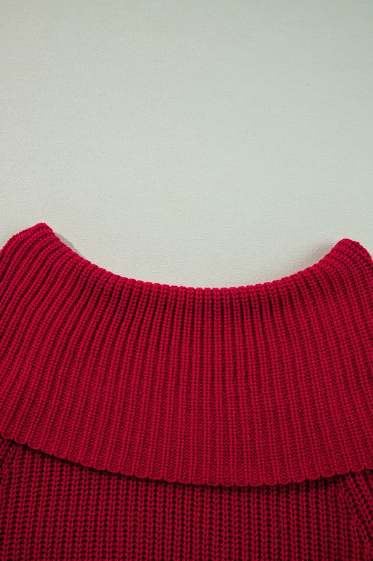 OFF THE SHOULDER RIBBED KNIT SWEATER