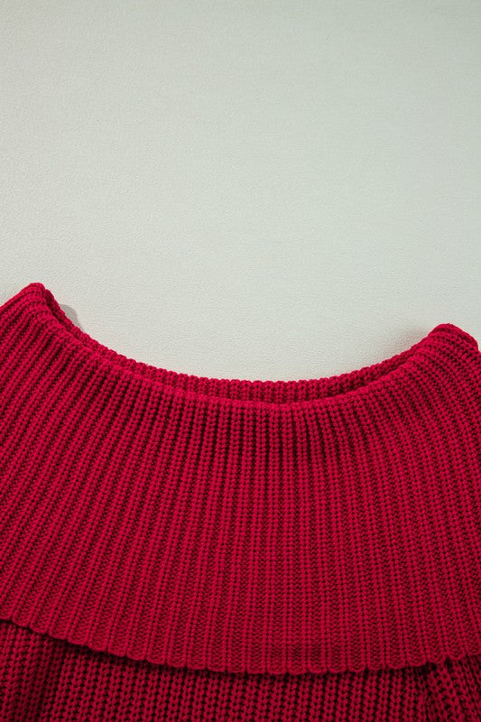 OFF THE SHOULDER RIBBED KNIT SWEATER