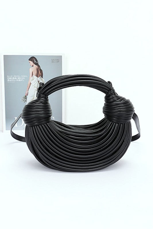 FAUX LEATHER STRING ROPE TOP HANDLE SWING BAG