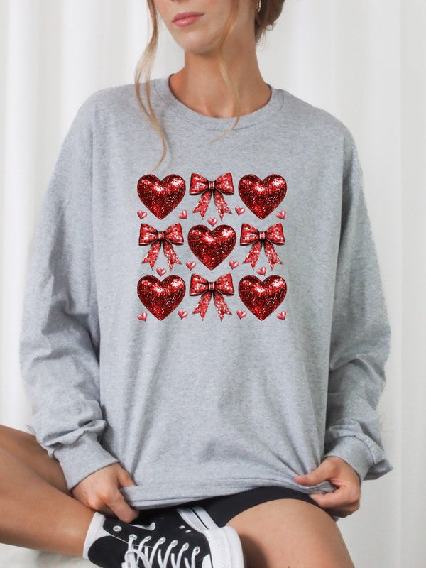 RED DISCO HEARTS GRAPHIC SWEATSHIRT