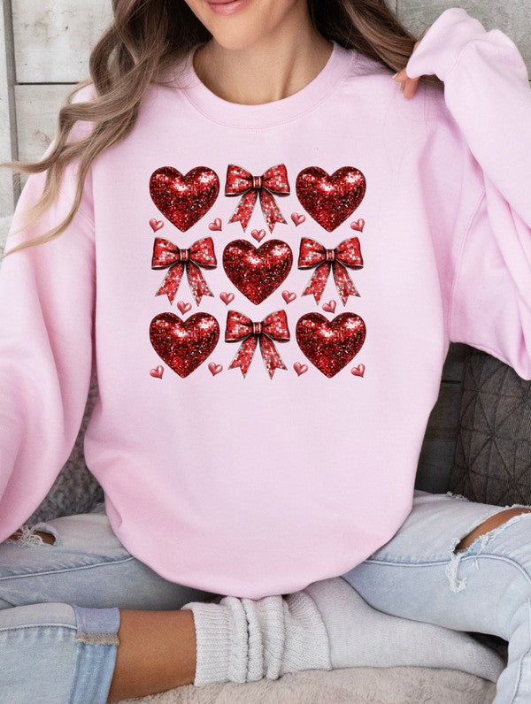 RED DISCO HEARTS GRAPHIC SWEATSHIRT