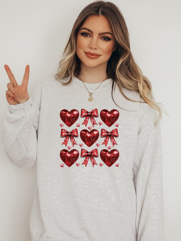 RED DISCO HEARTS GRAPHIC SWEATSHIRT