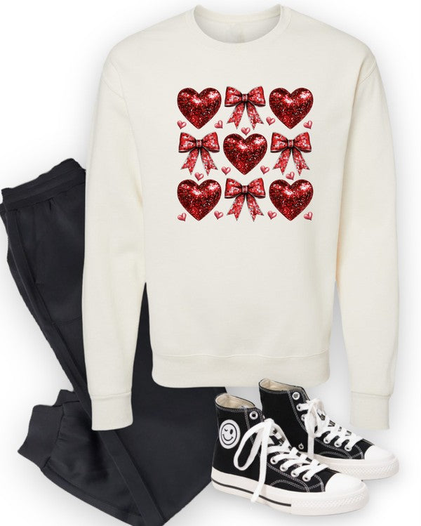 RED DISCO HEARTS GRAPHIC SWEATSHIRT