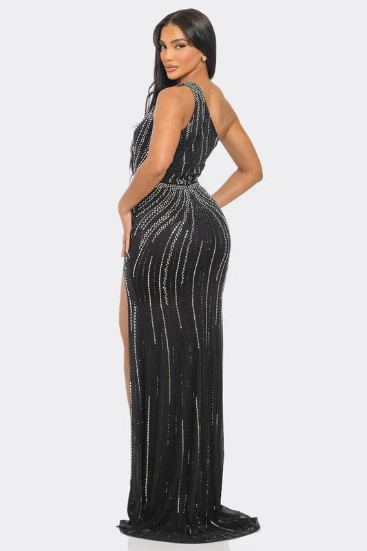 ONE SHOULDER GLITTER GOWN