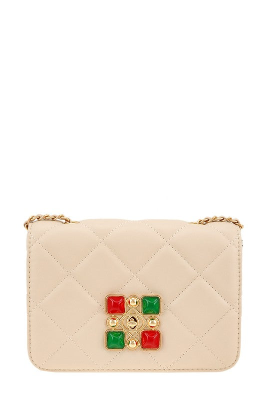 DIAMOND EMBELLISHED QUILTED MINI BAG