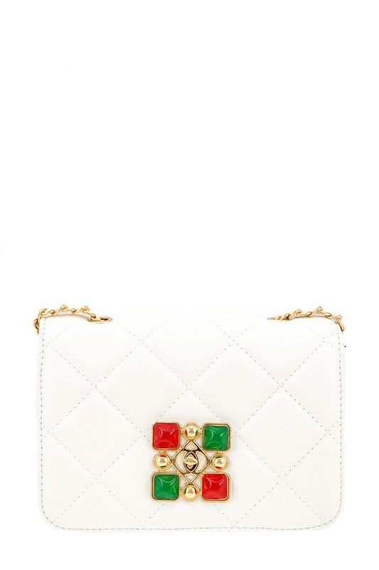 DIAMOND EMBELLISHED QUILTED MINI BAG