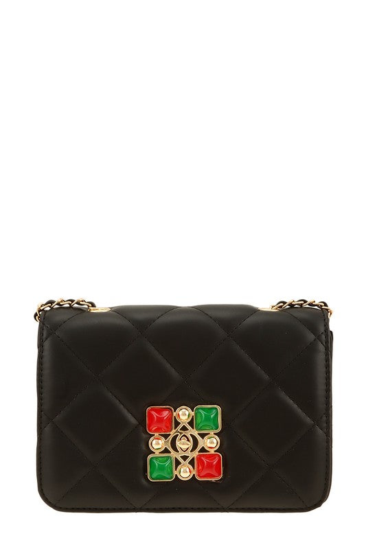 DIAMOND EMBELLISHED QUILTED MINI BAG