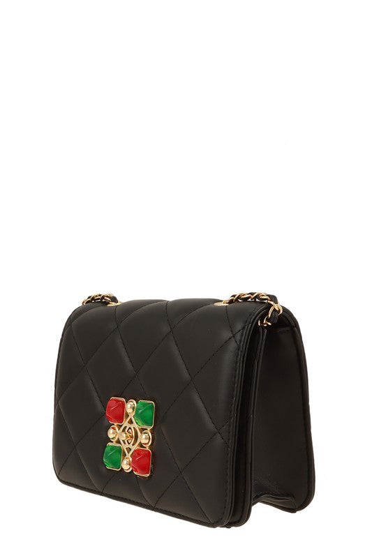 DIAMOND EMBELLISHED QUILTED MINI BAG