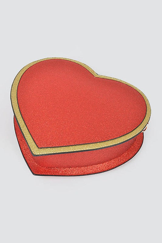 GLITTER HEART SHAPE NOVELTY CROSSBODY BAG