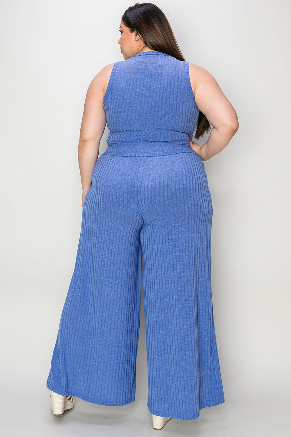 BASIC BAE RIBBED TANK AND WIDE LEG PANTS SET