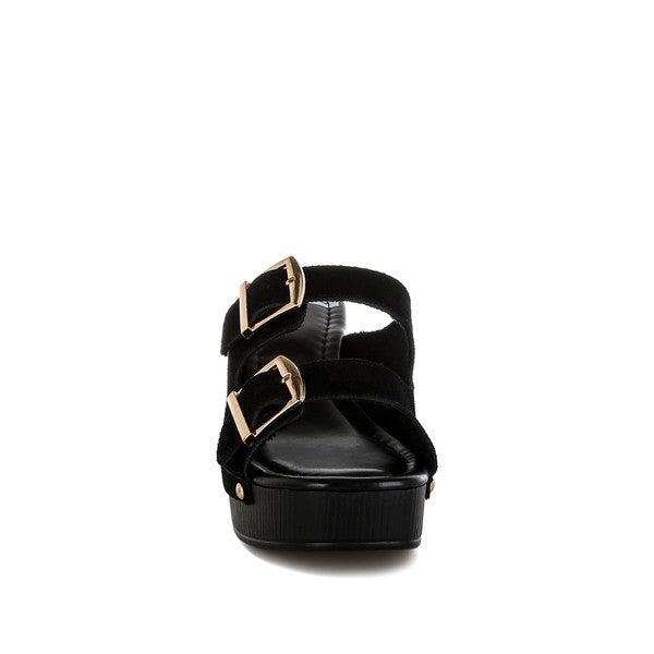 ZOANE STUDDED DUAL BUCKLE PLATFORM CLOGS