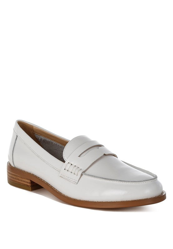 ROXANA REAL LEATHER PENNY STRAP LOAFERS