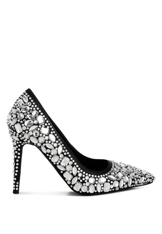 ICEOUT DIAMANTE & RHINESTONE EMBELLISHMENTS PUMPS