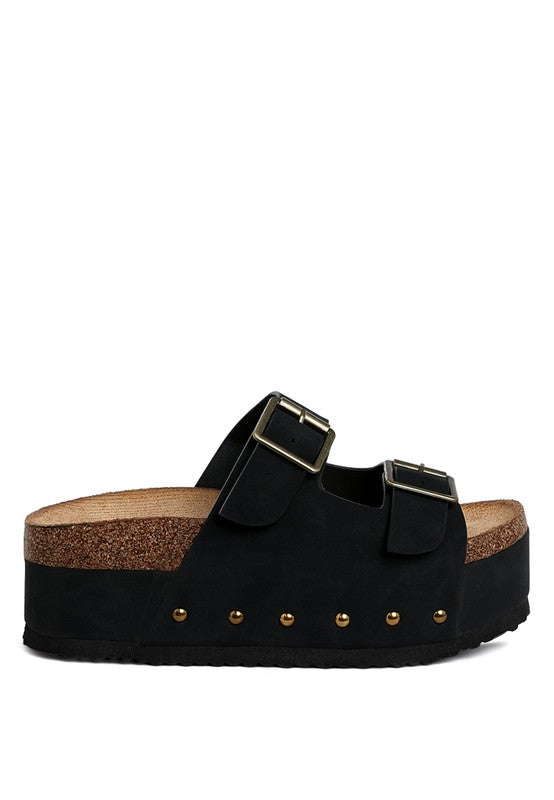 IMPALA STUDDED FAUX LEATHER SLIP ON SANDALS