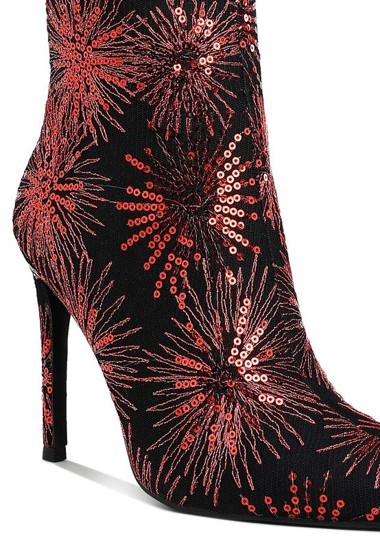 OLEANDER SEQUIN EMBELLISHED STILETTO BOOTS