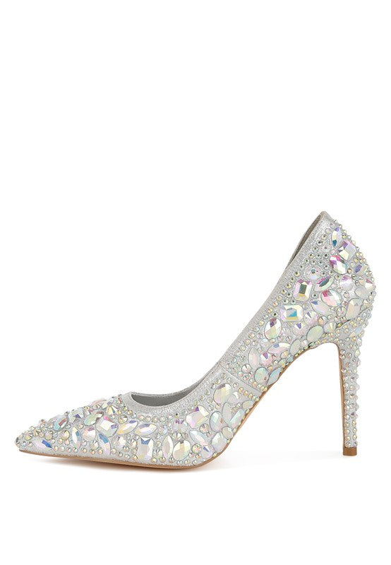 ICEOUT DIAMANTE & RHINESTONE EMBELLISHMENTS PUMPS