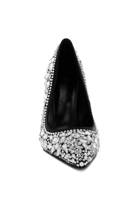 ICEOUT DIAMANTE & RHINESTONE EMBELLISHMENTS PUMPS