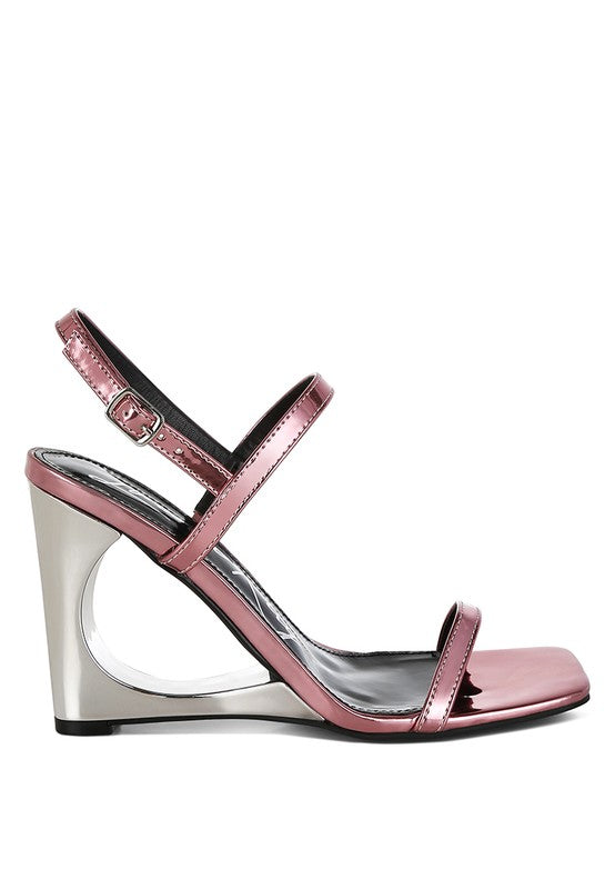 LADRA METALLIC FANTASY WEDGE HEEL SANDALS