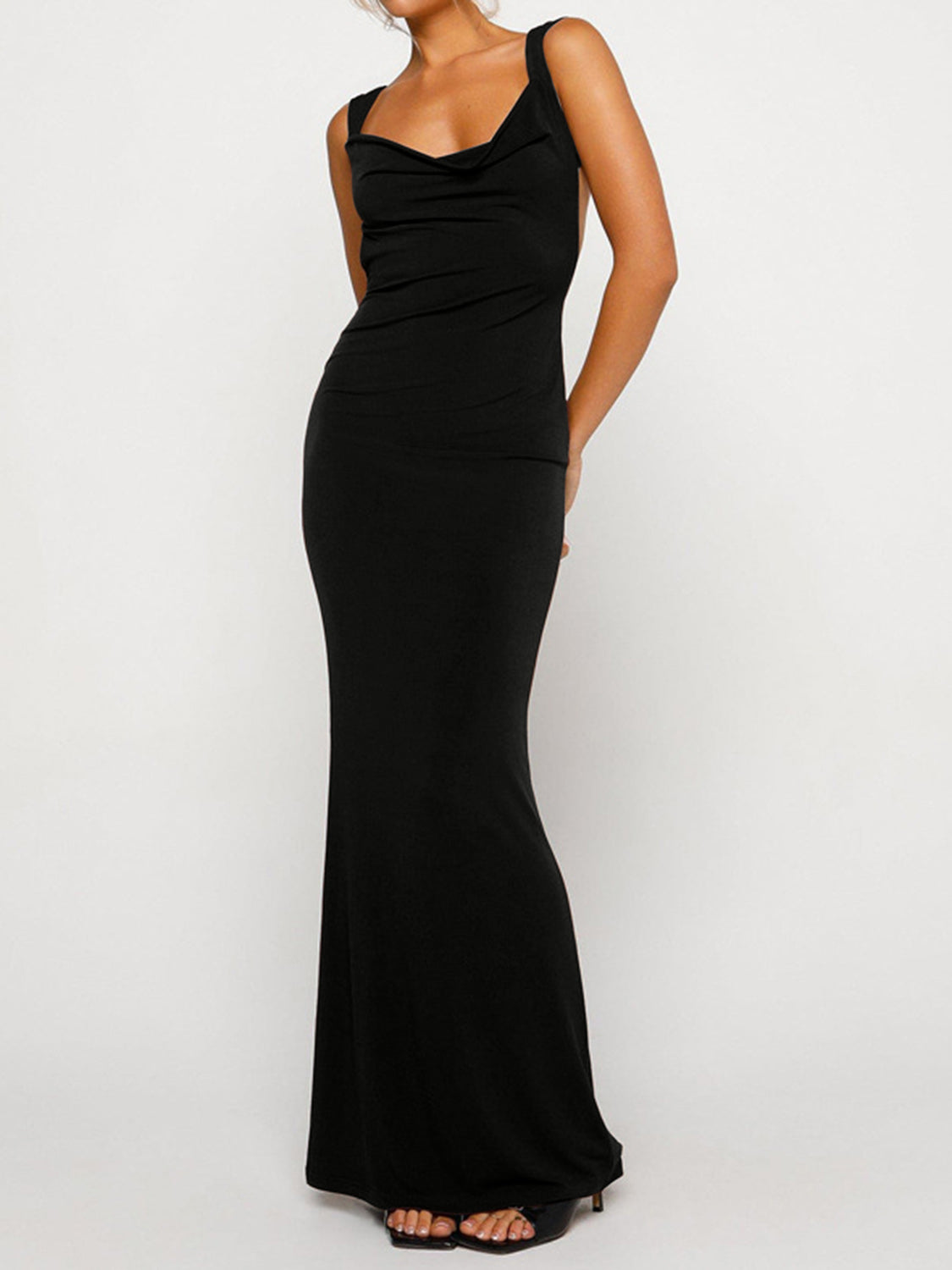BACKLESS WIDE STRAP MAXI DRESS