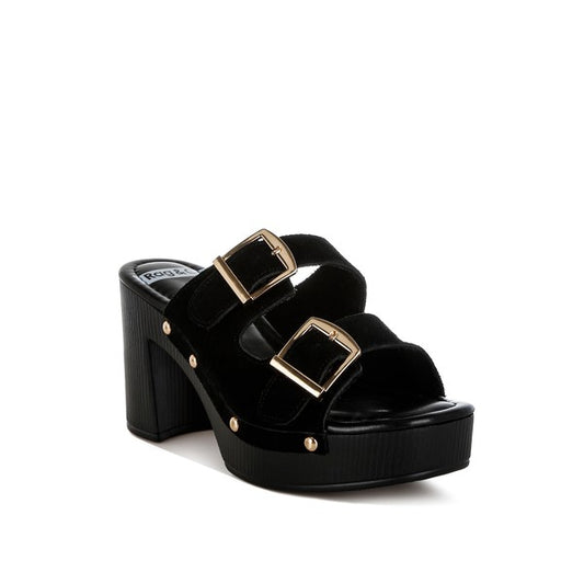 ZOANE STUDDED DUAL BUCKLE PLATFORM CLOGS