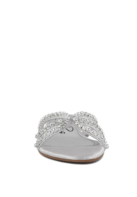 MEZZIE DIAMANTE STRAP FLAT SANDALS