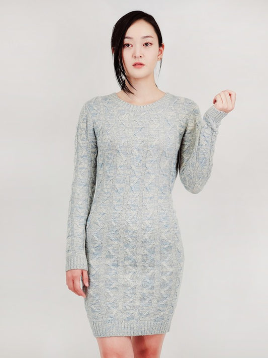 CABLE KNIT LONG SLEEVE SWEATER DRESS