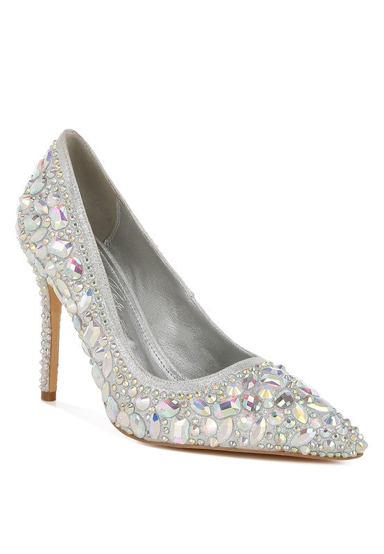 ICEOUT DIAMANTE & RHINESTONE EMBELLISHMENTS PUMPS