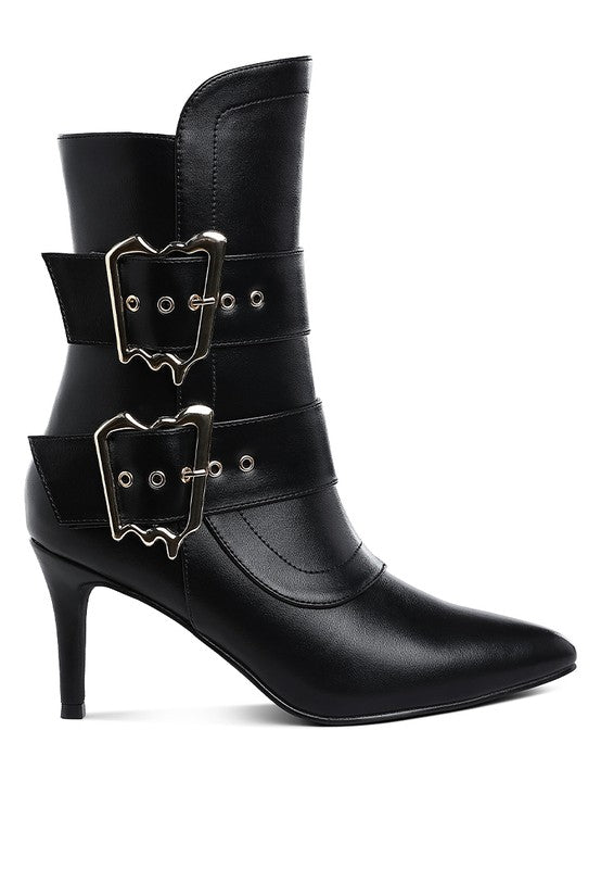 EBERA CHUNKY BUCKLE STRAP ANKLE BOOTS