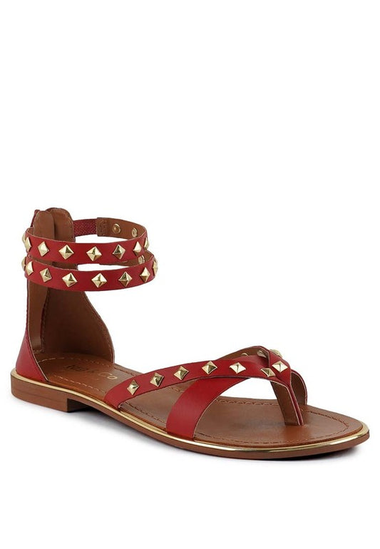 EMMETT STUDS EMBELLISHED FLAT SANDALS