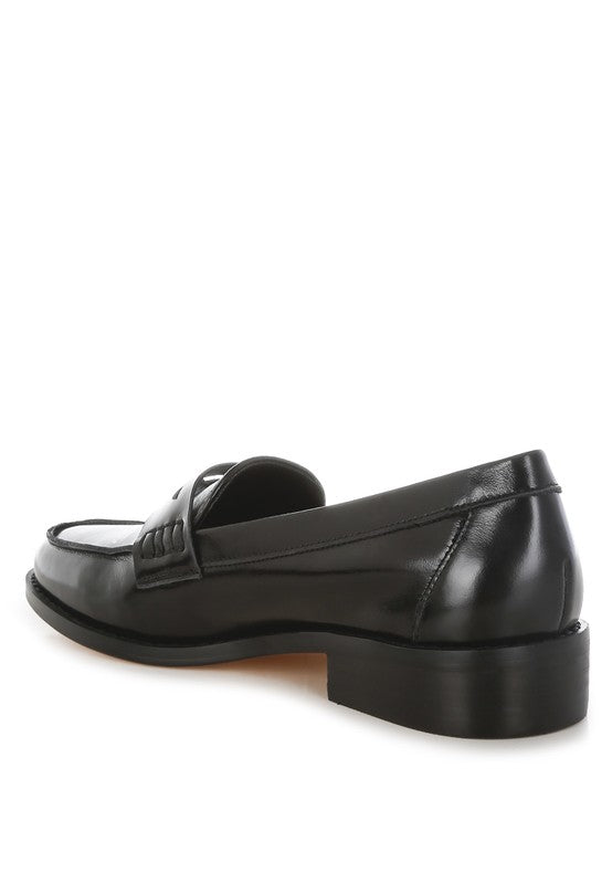 ROXANA REAL LEATHER PENNY STRAP LOAFERS