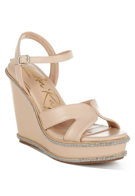 REGINA RHINESTONES EMBELLISHED WEDGE SANDALS