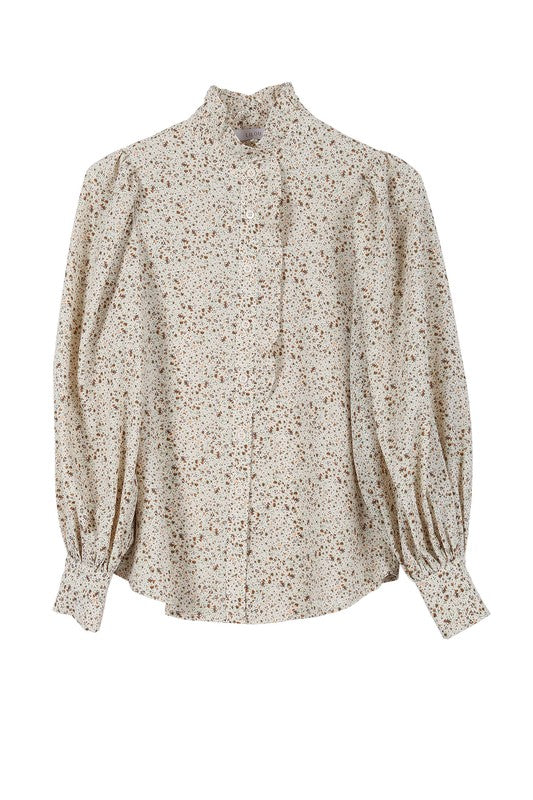 HIGH NECK FLORAL PRINT BLOUSE