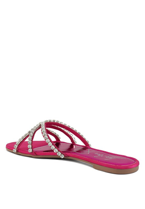 MEZZIE DIAMANTE STRAP FLAT SANDALS