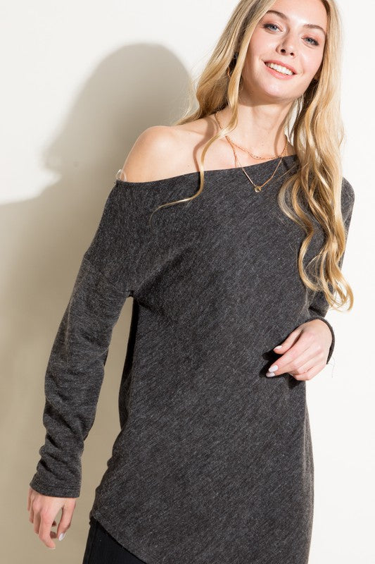 PLUS SIZE OFF THE SHOULDER TUNIC TOP