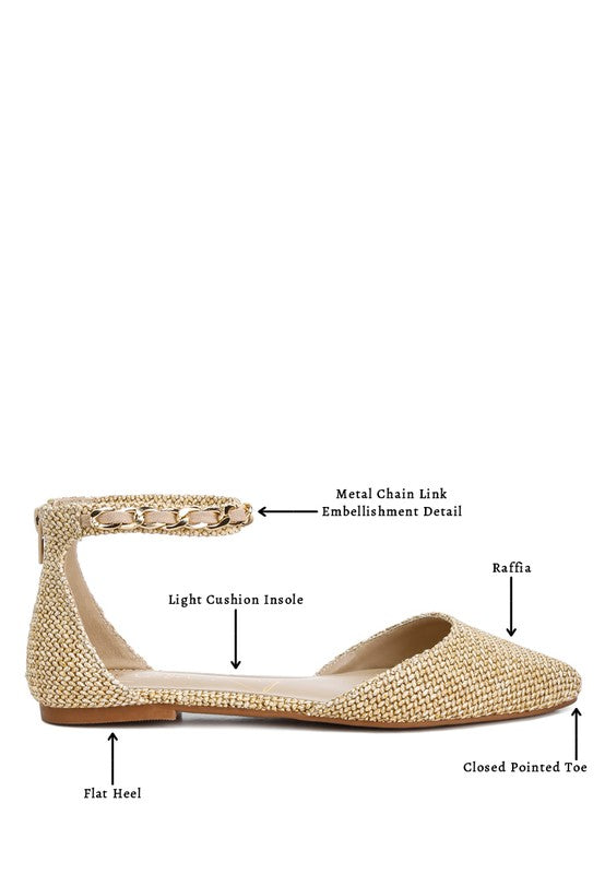 BUQISI CHAIN EMBELLISHED FLATS