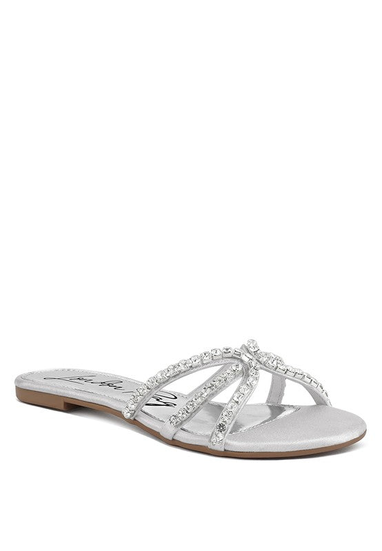 MEZZIE DIAMANTE STRAP FLAT SANDALS