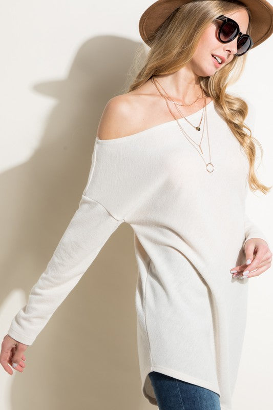 PLUS SIZE OFF THE SHOULDER TUNIC TOP