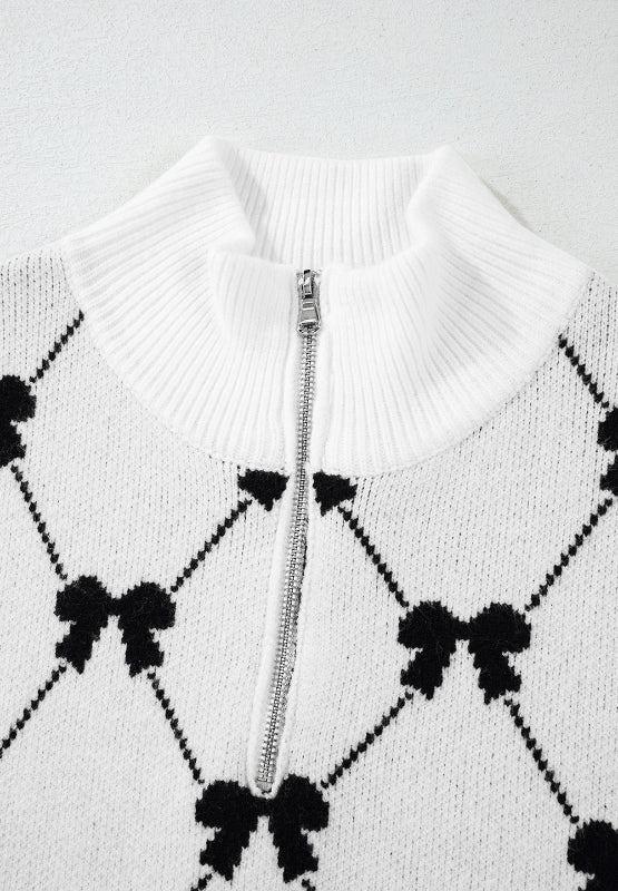 BOW HALF ZIP SWEATER VEST