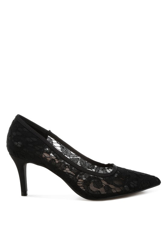 MASEGA STILETTO HEEL LACE PUMPS