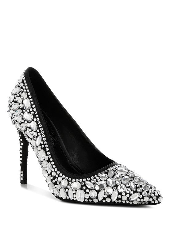 ICEOUT DIAMANTE & RHINESTONE EMBELLISHMENTS PUMPS