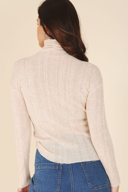 WOOL BLEND MOCK NECK SWEATER