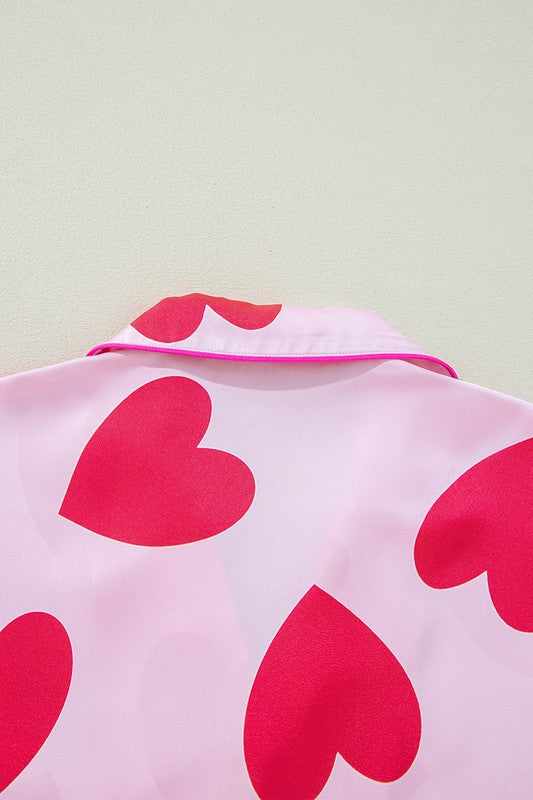 PINK CLASSIC HEART VALENTINES PAJAMAS SET