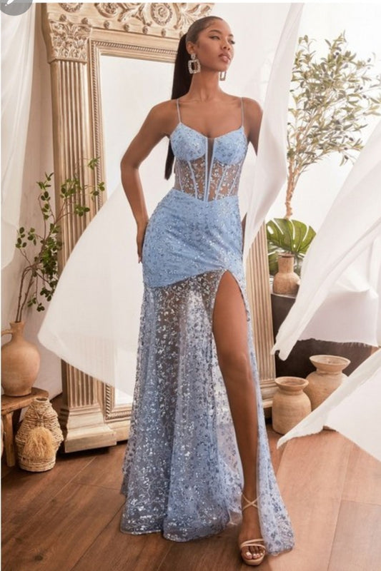 GLITTER PRINTED CORSET GOWN