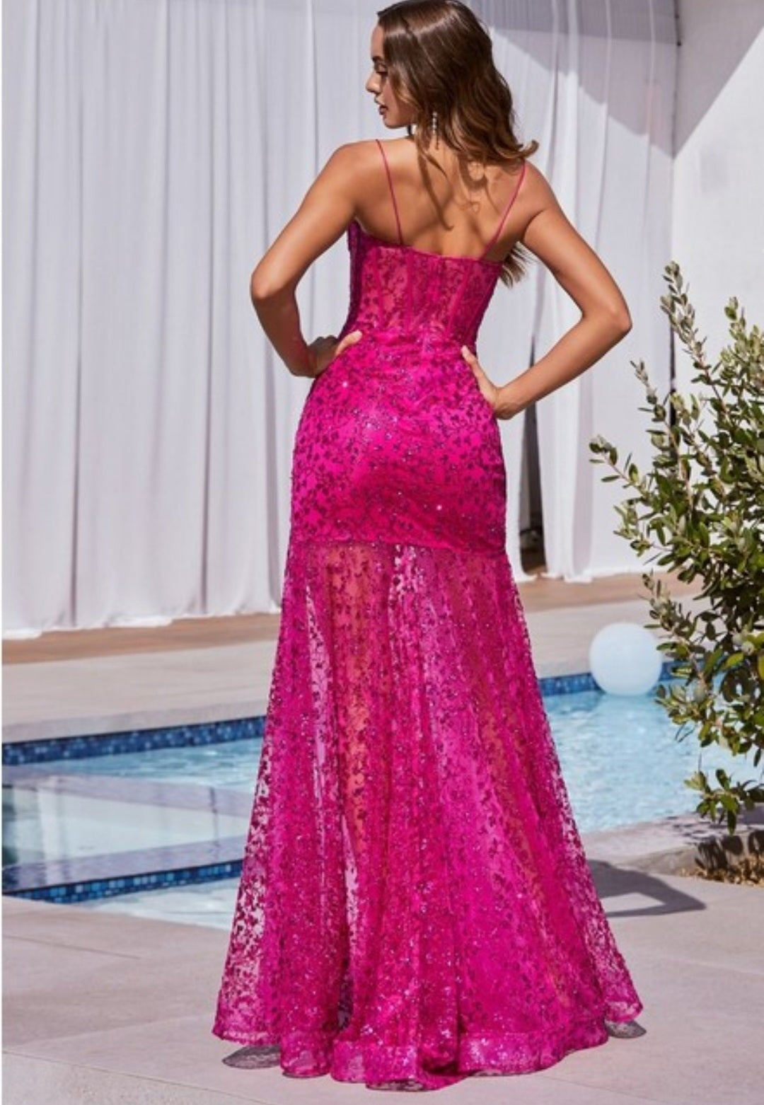 GLITTER PRINTED CORSET GOWN