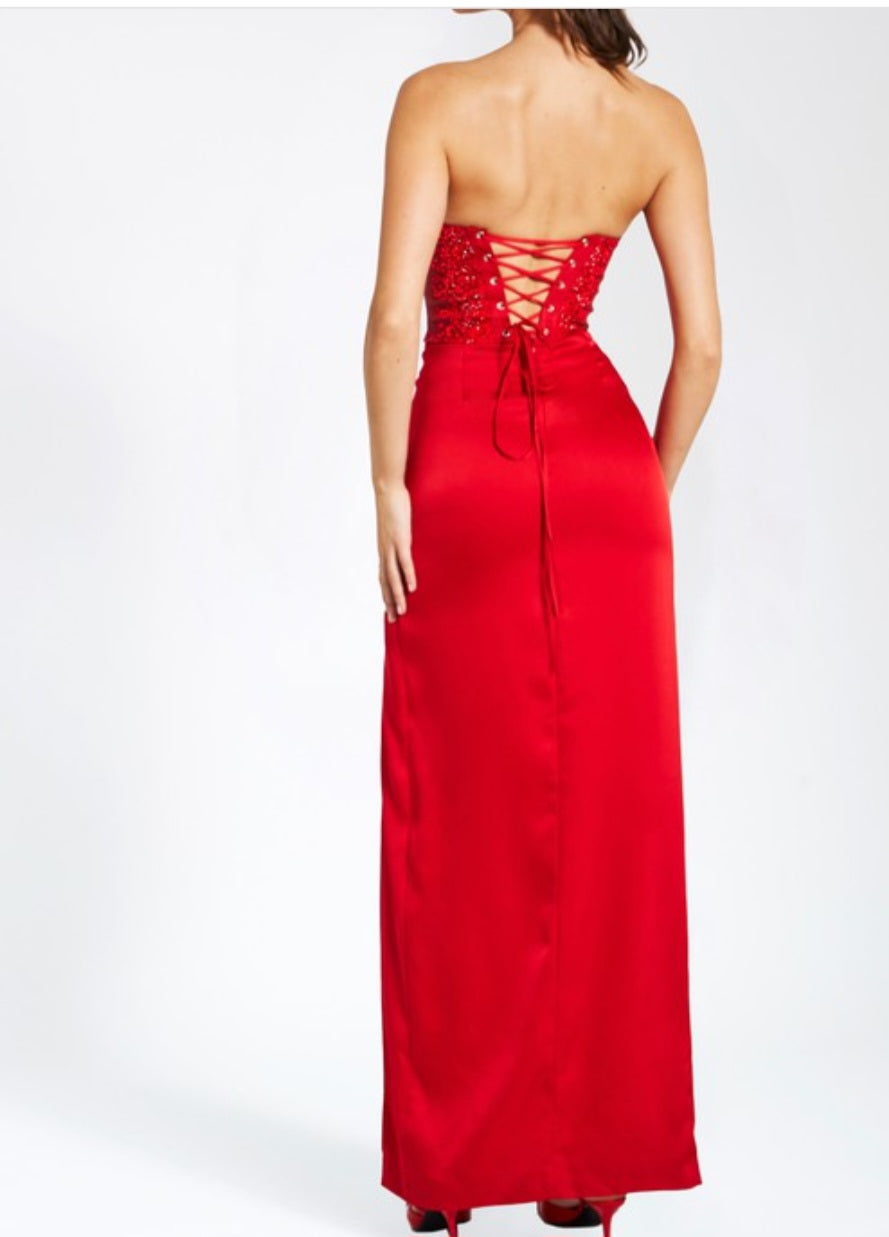 MISS CIRCLE KADESHA CRYSTAL HIGH SLIT GOWN