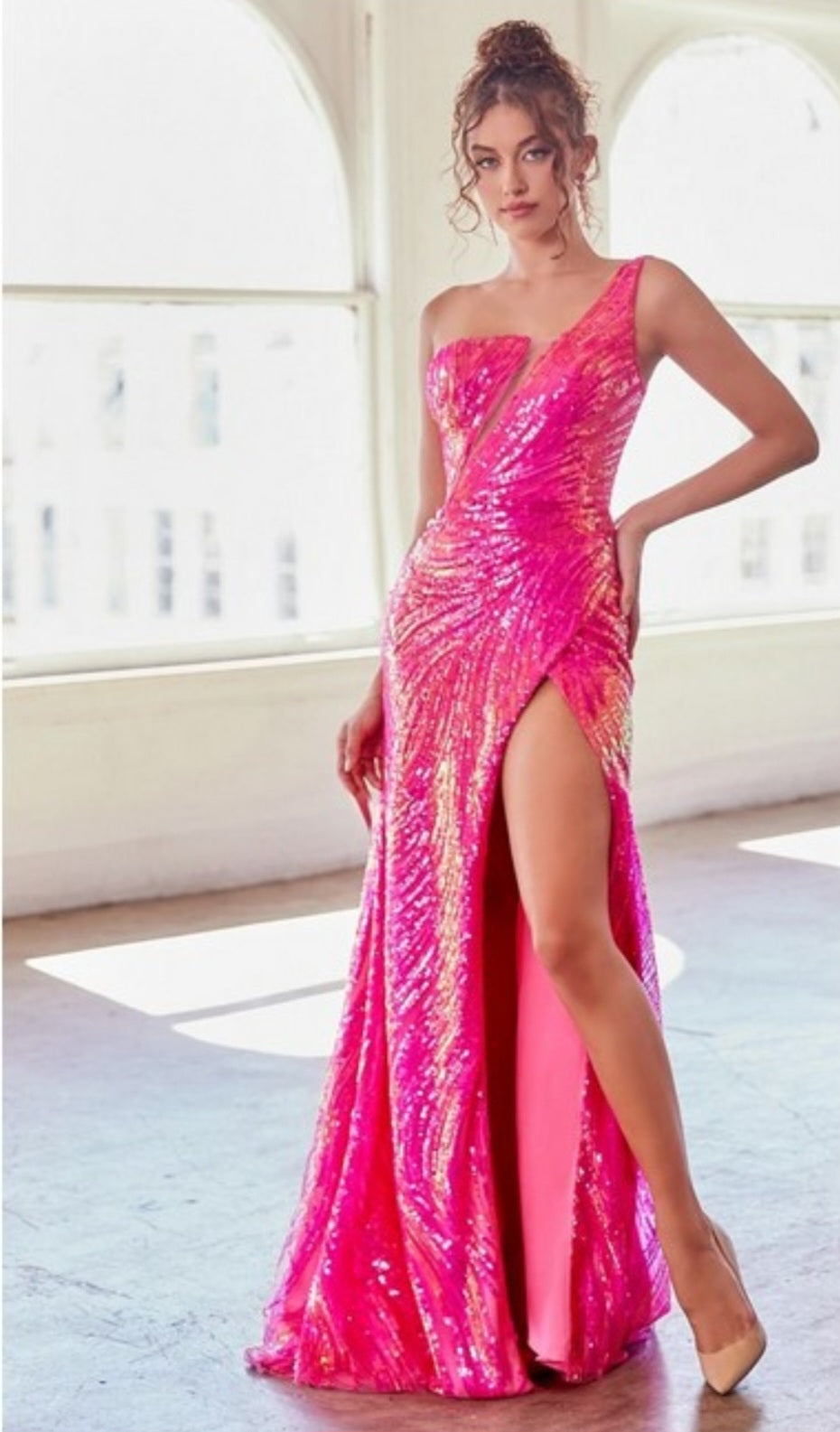 ONE SHOULDER SEQUIN GOWN