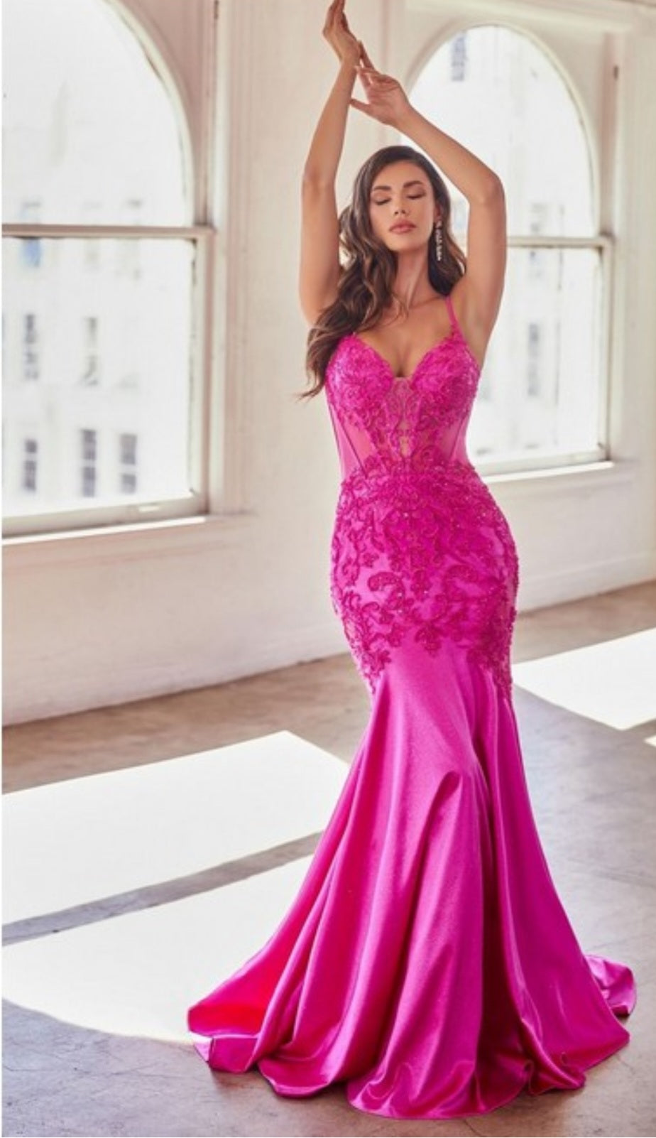 GLITTER AND LACE MERMAID GOWN